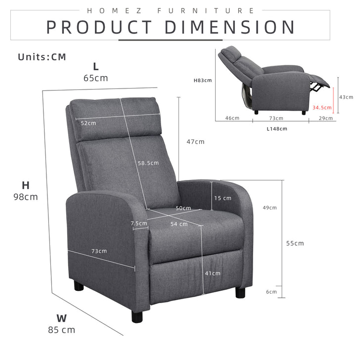 Homez Linen Fabric Recliner Sofa Recliner Chair Bed Chair Sofa Chair Relaxation 1 S0eater Sofa Bed - 530/539
