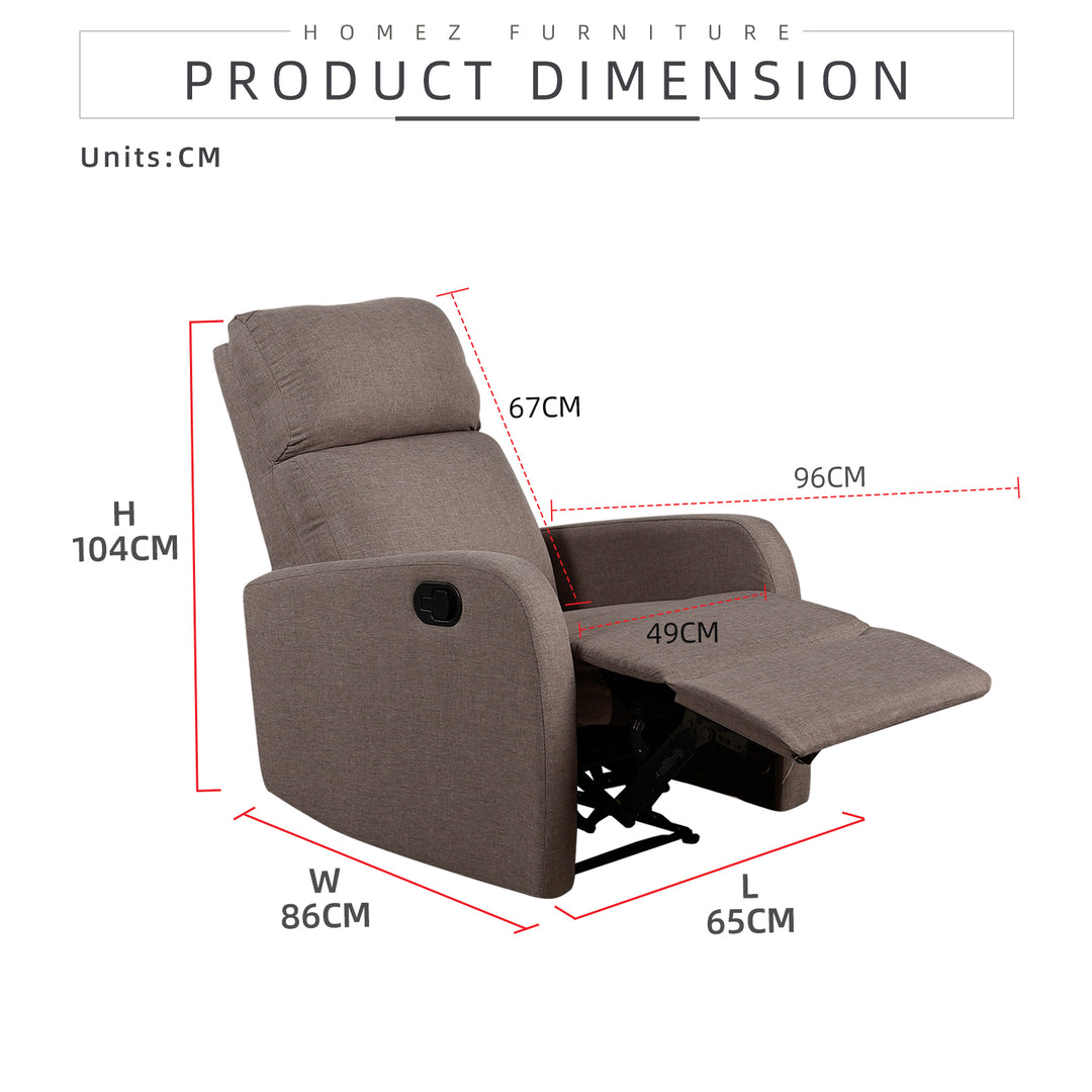 Homez Linen Fabric Recliner Sofa Recliner Chair Bed Chair Sofa Chair Relaxation 1 S0eater Sofa Bed - 530/539
