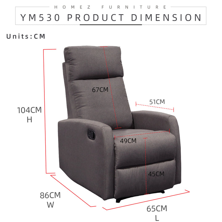 Homez Linen Fabric Recliner Sofa Recliner Chair Bed Chair Sofa Chair Relaxation 1 S0eater Sofa Bed - 530/539