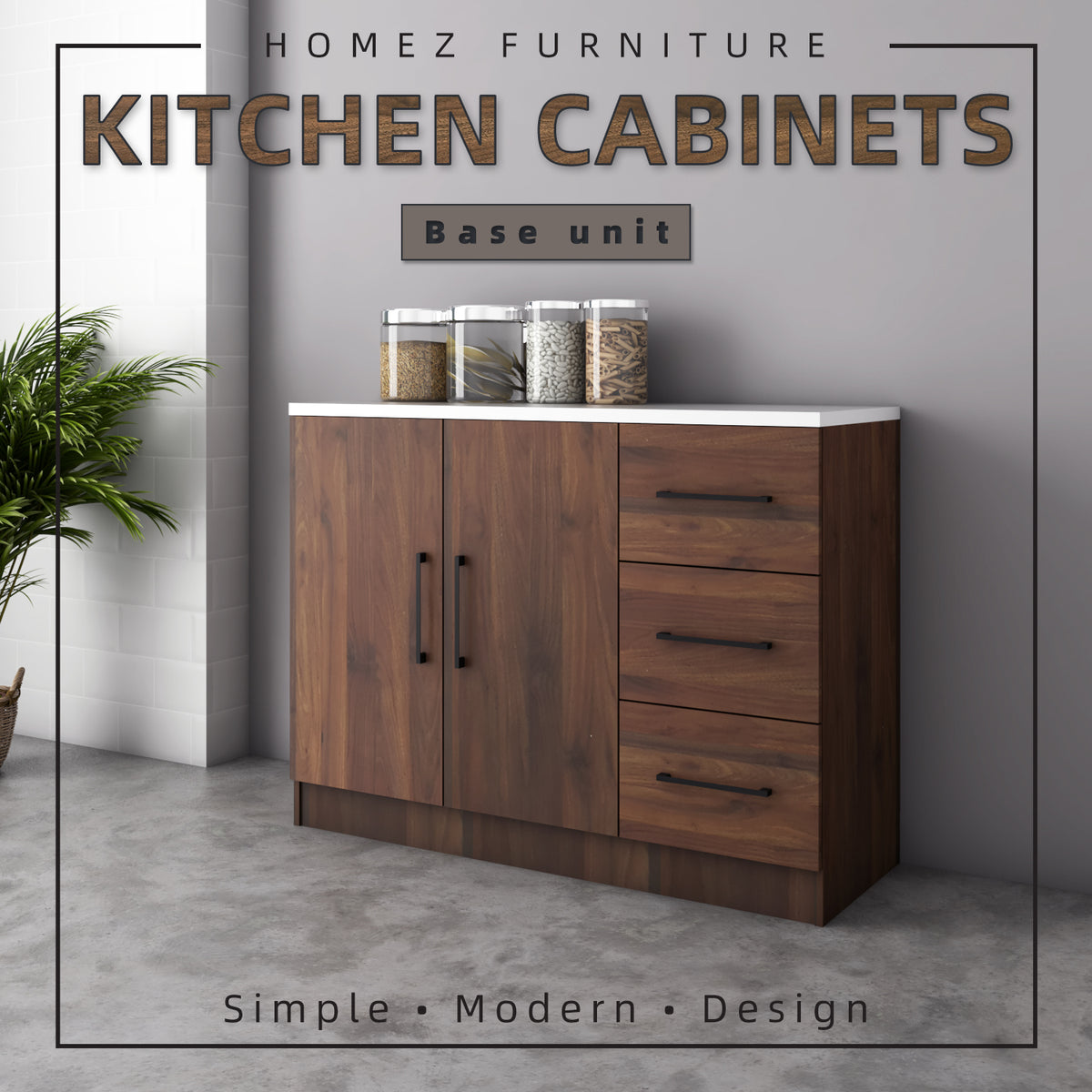 Homez 4FT Ventura Series Kitchen Cabinets Base Unit / Kitchen Storage ...
