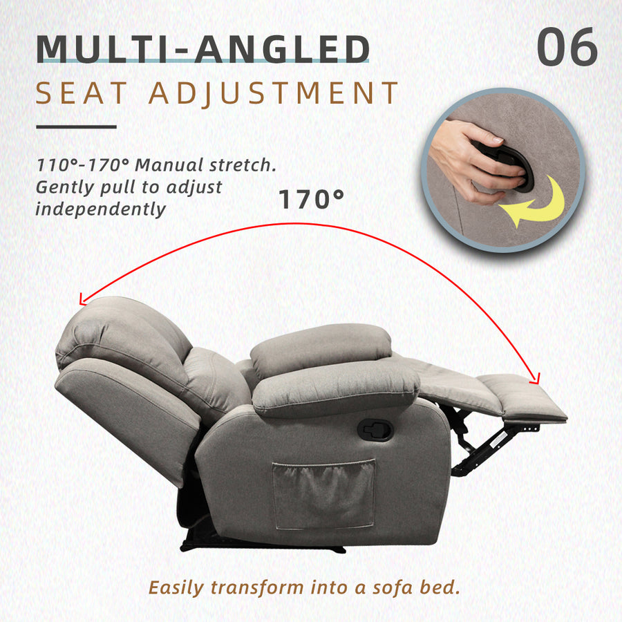 Homez 1 Seater Recliner Sofa TPU/PU Pet Friendly Fabric Linen Fabric S ...