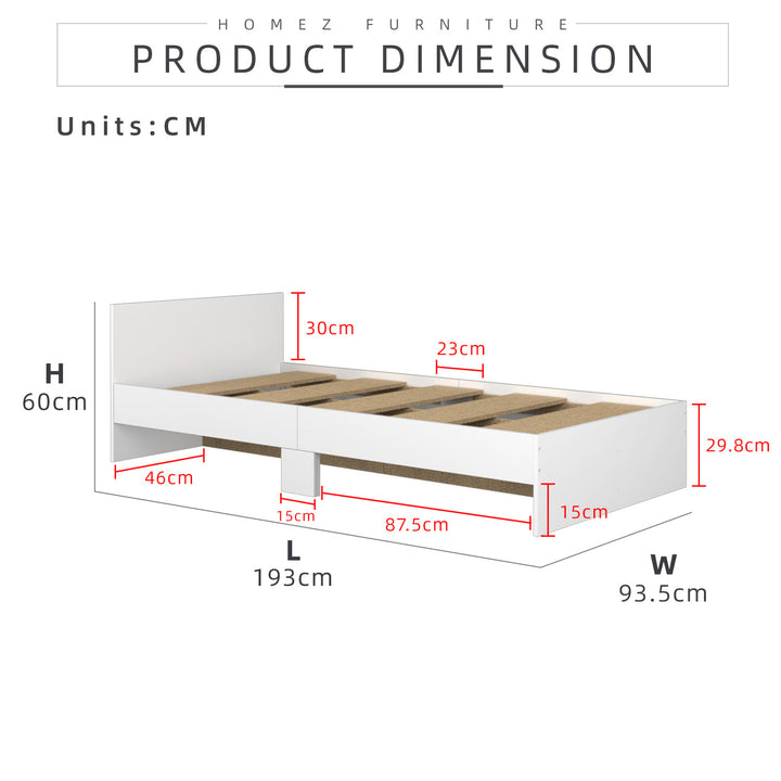 Homez 6.3FT Single/Queen Size Bed Frame / Headboard -HMZ-FN-BF-8023/8022