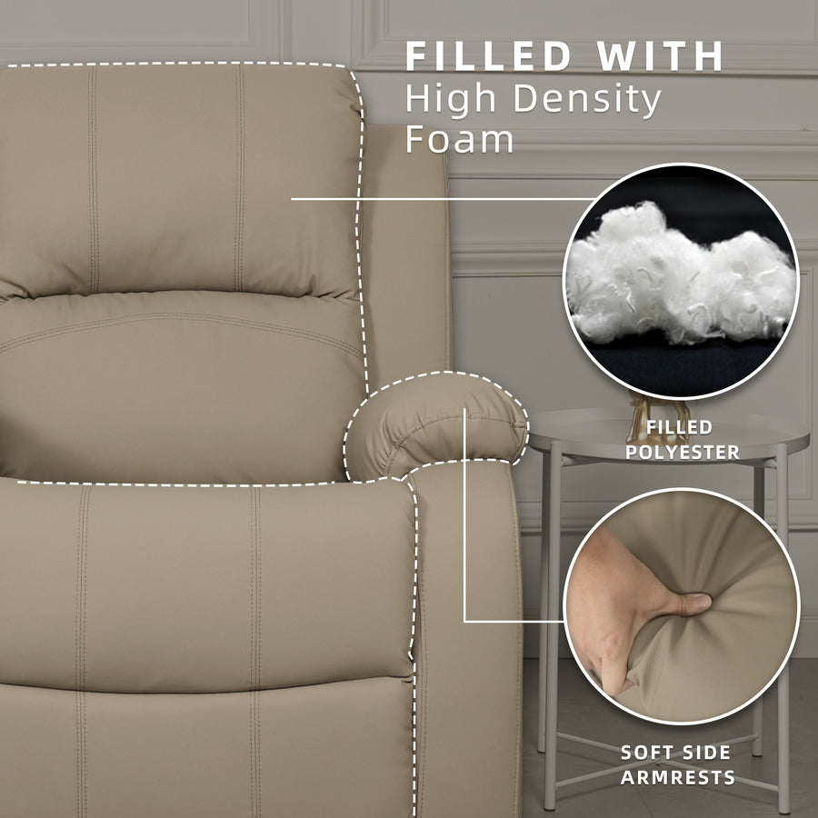 Homez 1 Seater Recliner Sofa TPU/PU Pet Friendly Fabric Linen Fabric S ...