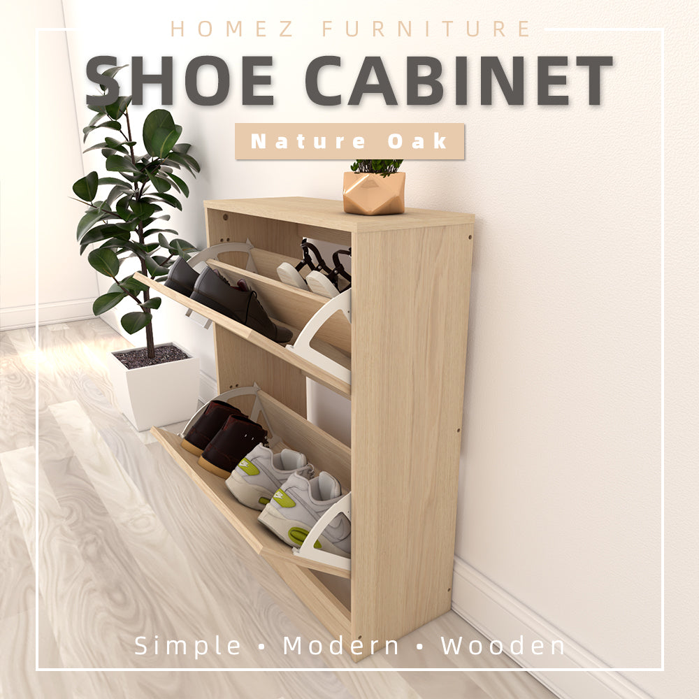 Homez Wooden Shoe Cabinet Flip Shoe Rack Large Storage Compartment org ...