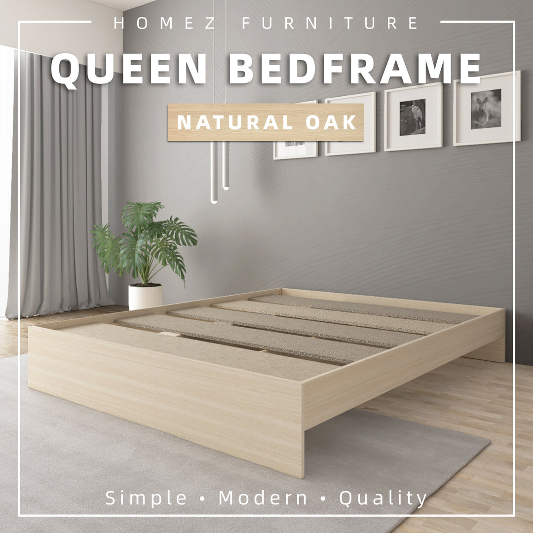 Homez Wooden Single / Queen Bed Frame Single hard bed frame board bedroom Minimalist - White 8002/8003