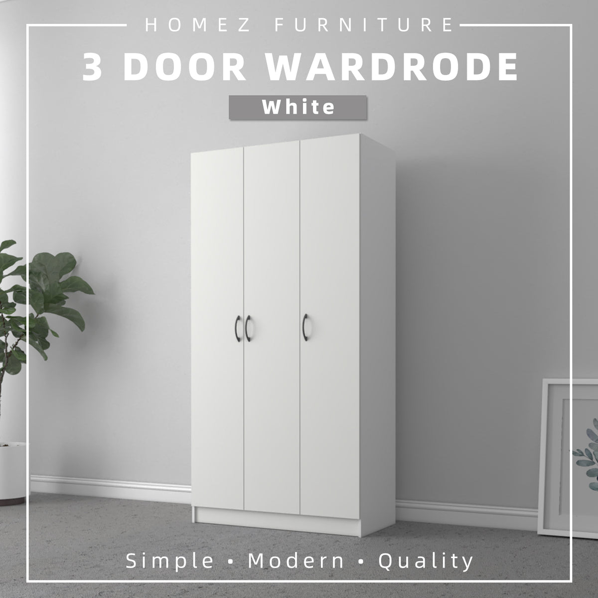 Homez 3 / 2 Door Wooden Wardrobe Cabinet Storage Multi Purpose Functio ...