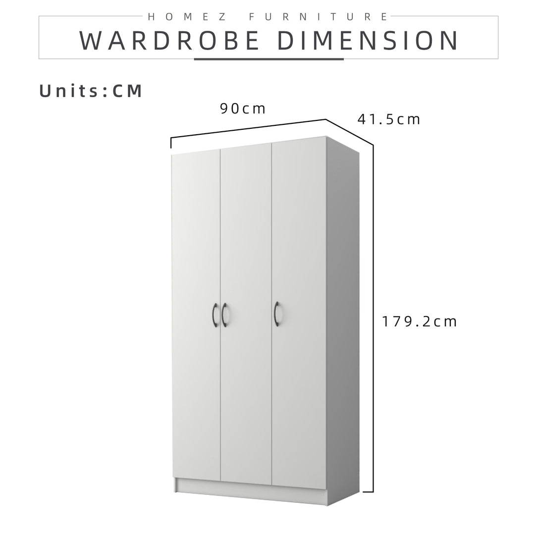 Homez 3 / 2 Door Wooden Wardrobe Cabinet Storage Multi Purpose Functional Aparador 180cm